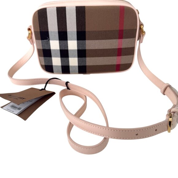 Burberry Small Camera Bag, Pale Cameo, House check leather and fabric, 80850771 - Picture 2 of 16